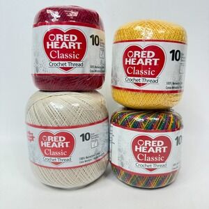 Red Heart‎ Classic Crochet Thread Size 10 Mixed Lot Red Natural Yellow, Mexicana